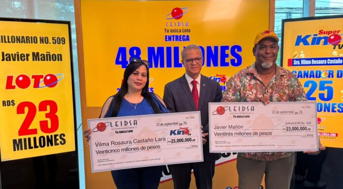 LEIDSA entrega 48 millones de pesos a dos nuevos ganadores